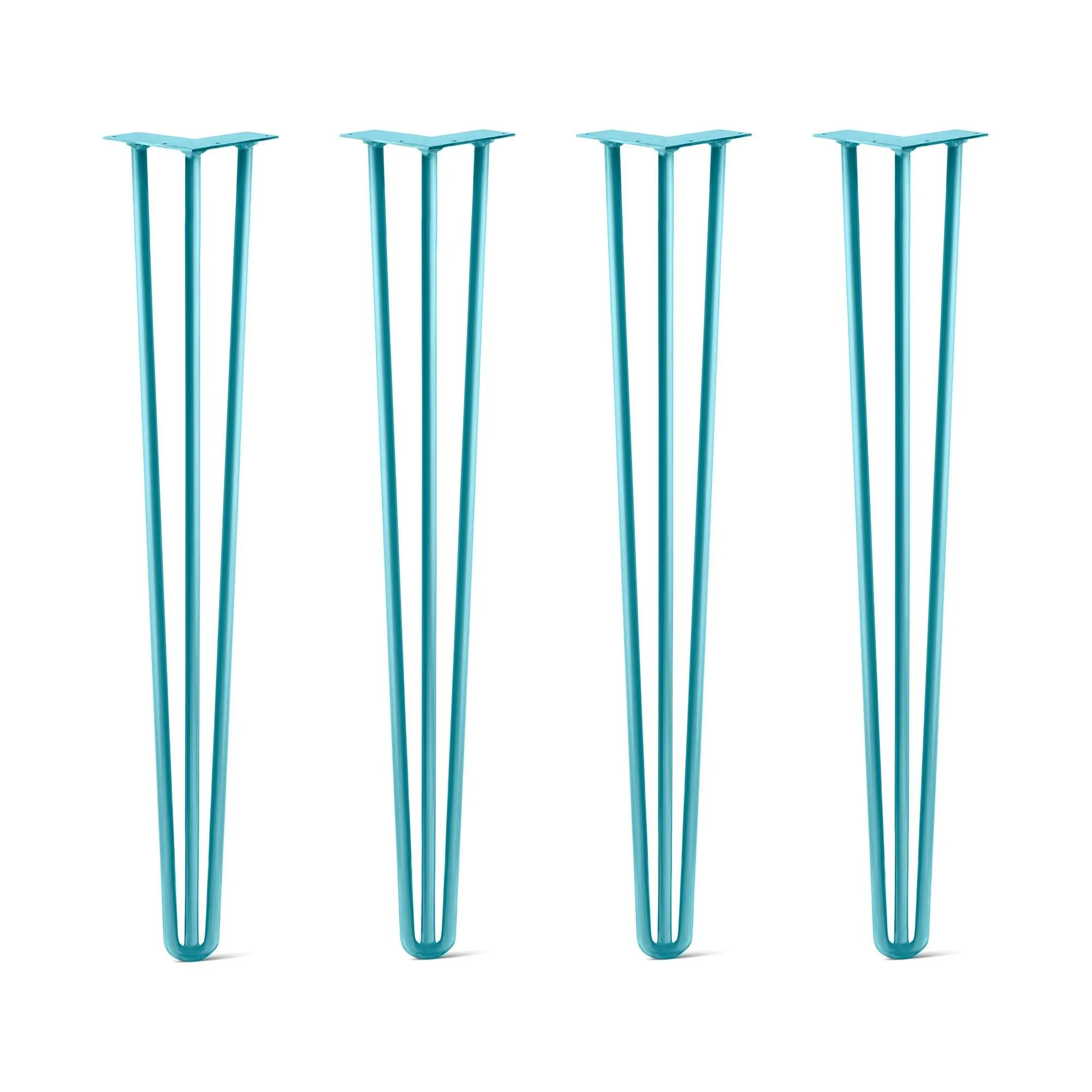 Hairpin Legs Set of 4, 3-Rod Design - Teal Powder Coated Finish