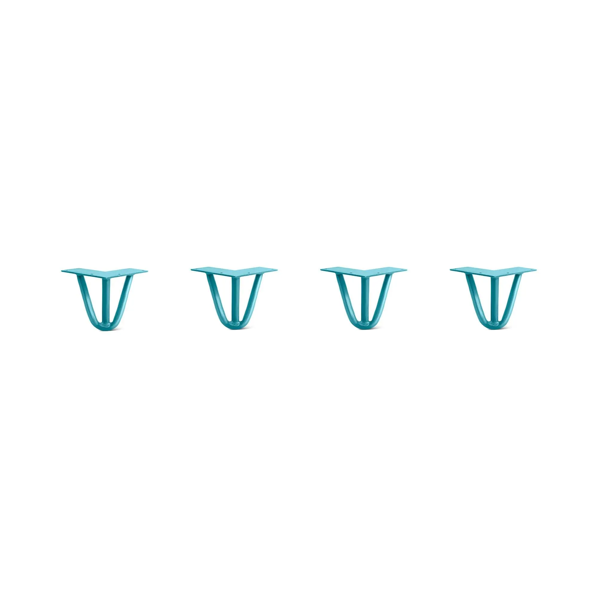 Hairpin Legs Set of 4, 3-Rod Design - Teal Powder Coated Finish