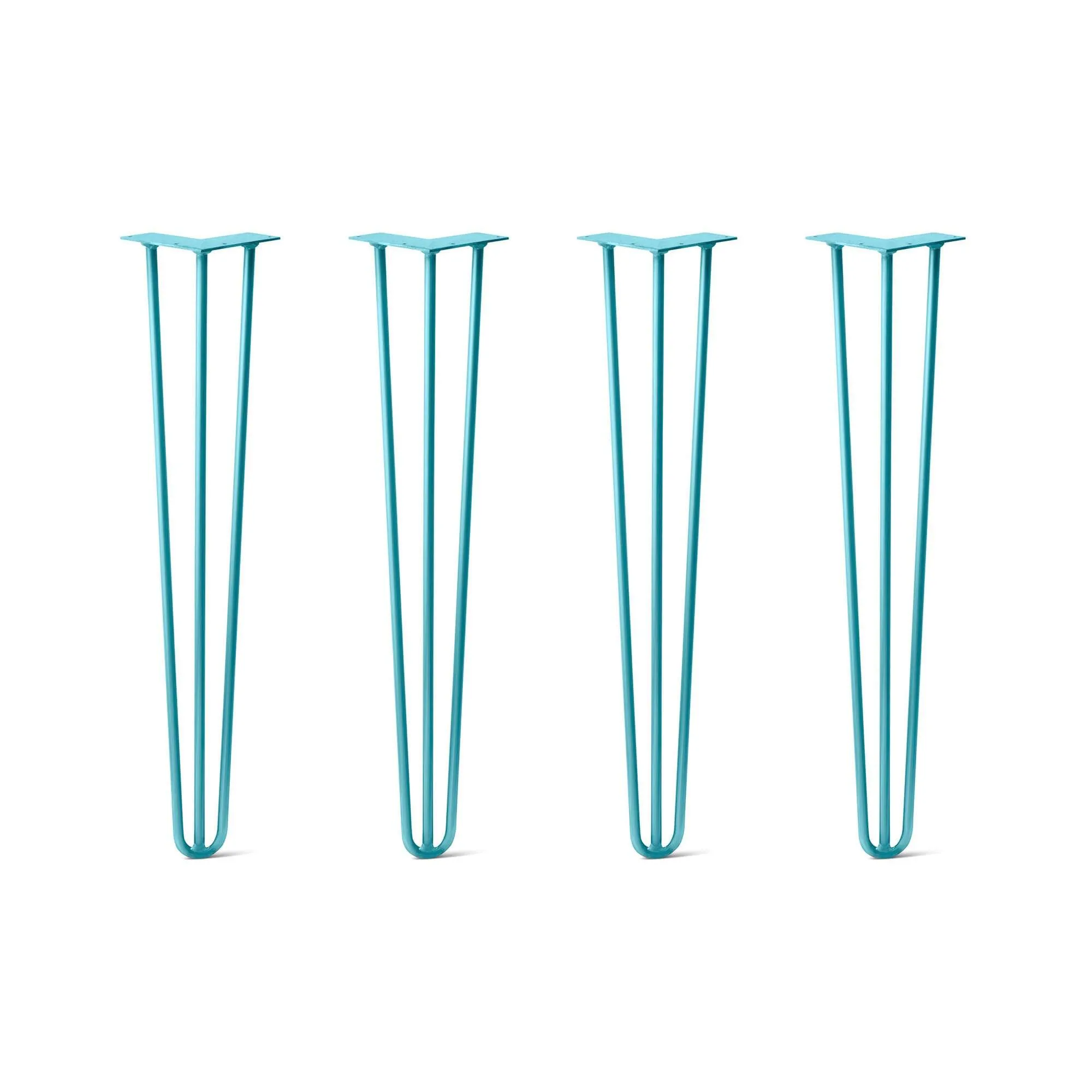 Hairpin Legs Set of 4, 3-Rod Design - Teal Powder Coated Finish