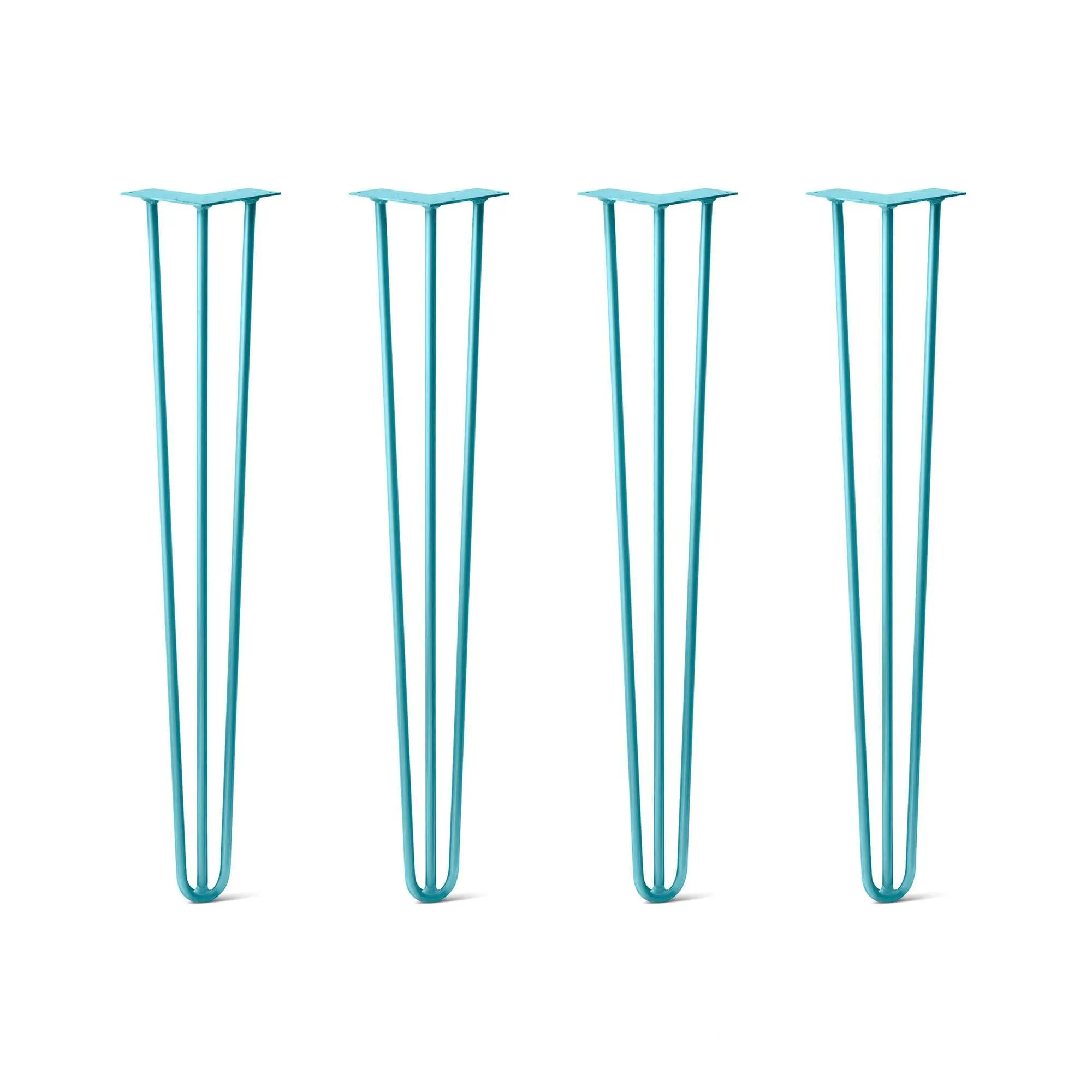 Hairpin Legs Set of 4, 3-Rod Design - Teal Powder Coated Finish