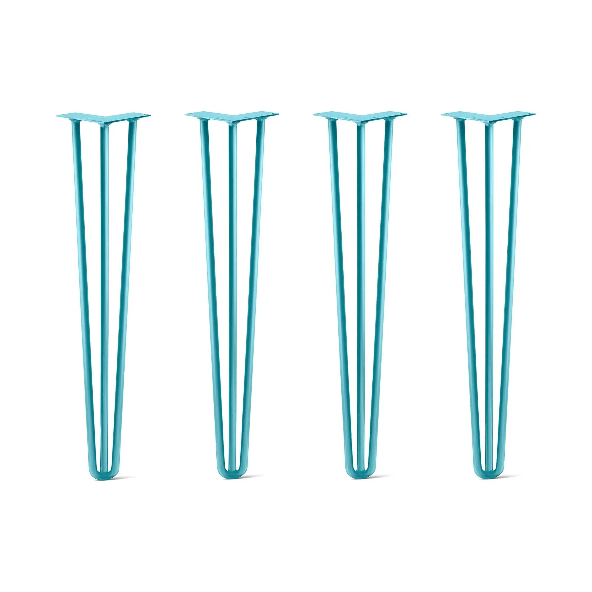 Hairpin Legs Set of 4, 3-Rod Design - Teal Powder Coated Finish