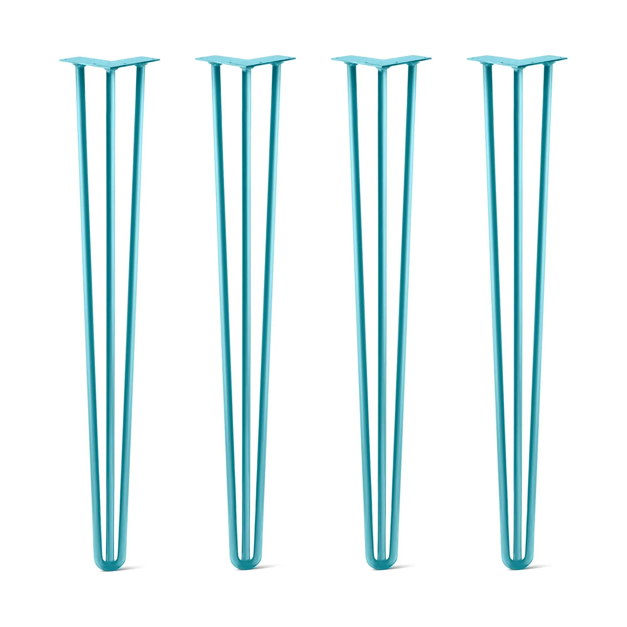 Hairpin Legs Set of 4, 3-Rod Design - Teal Powder Coated Finish