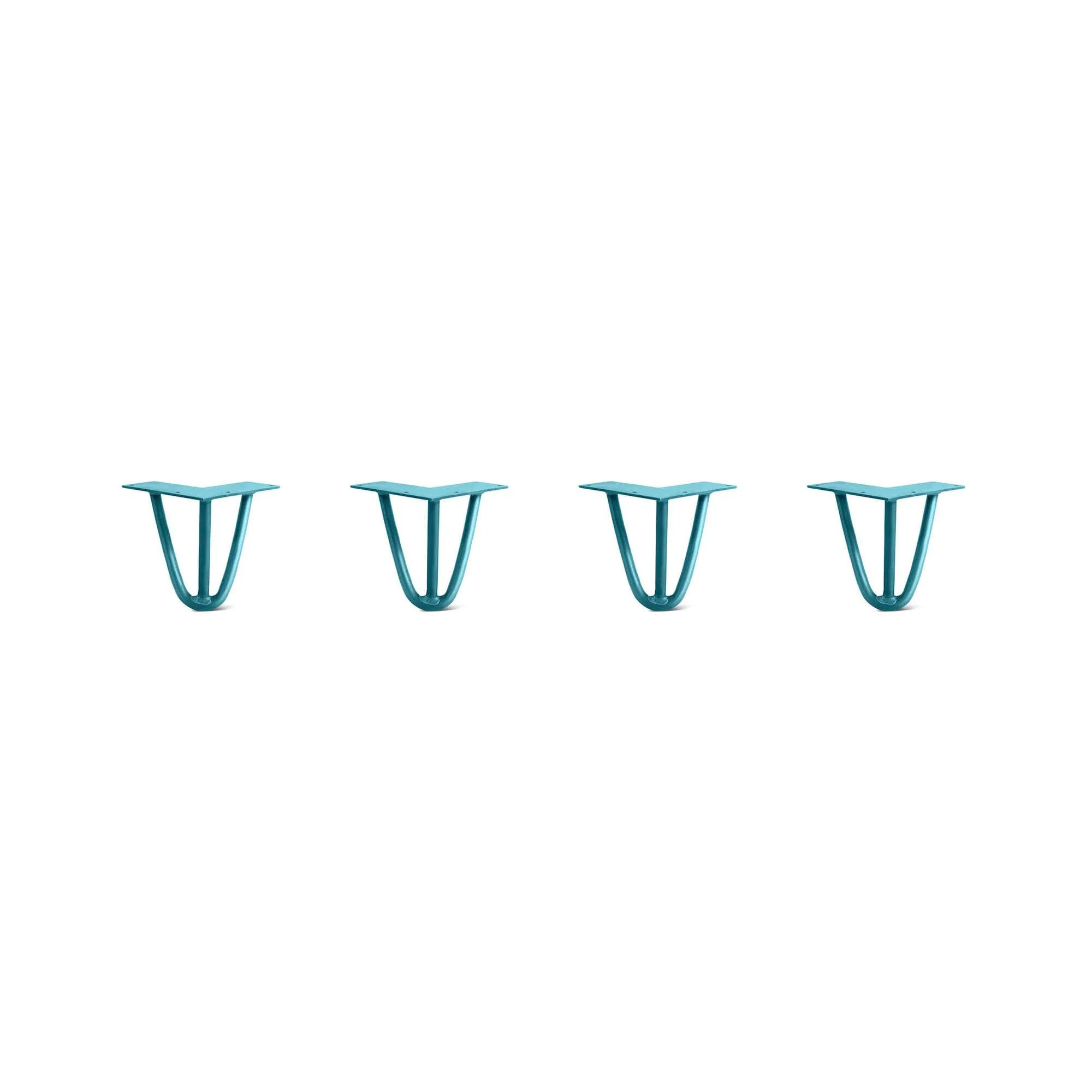 Hairpin Legs Set of 4, 3-Rod Design - Teal Powder Coated Finish