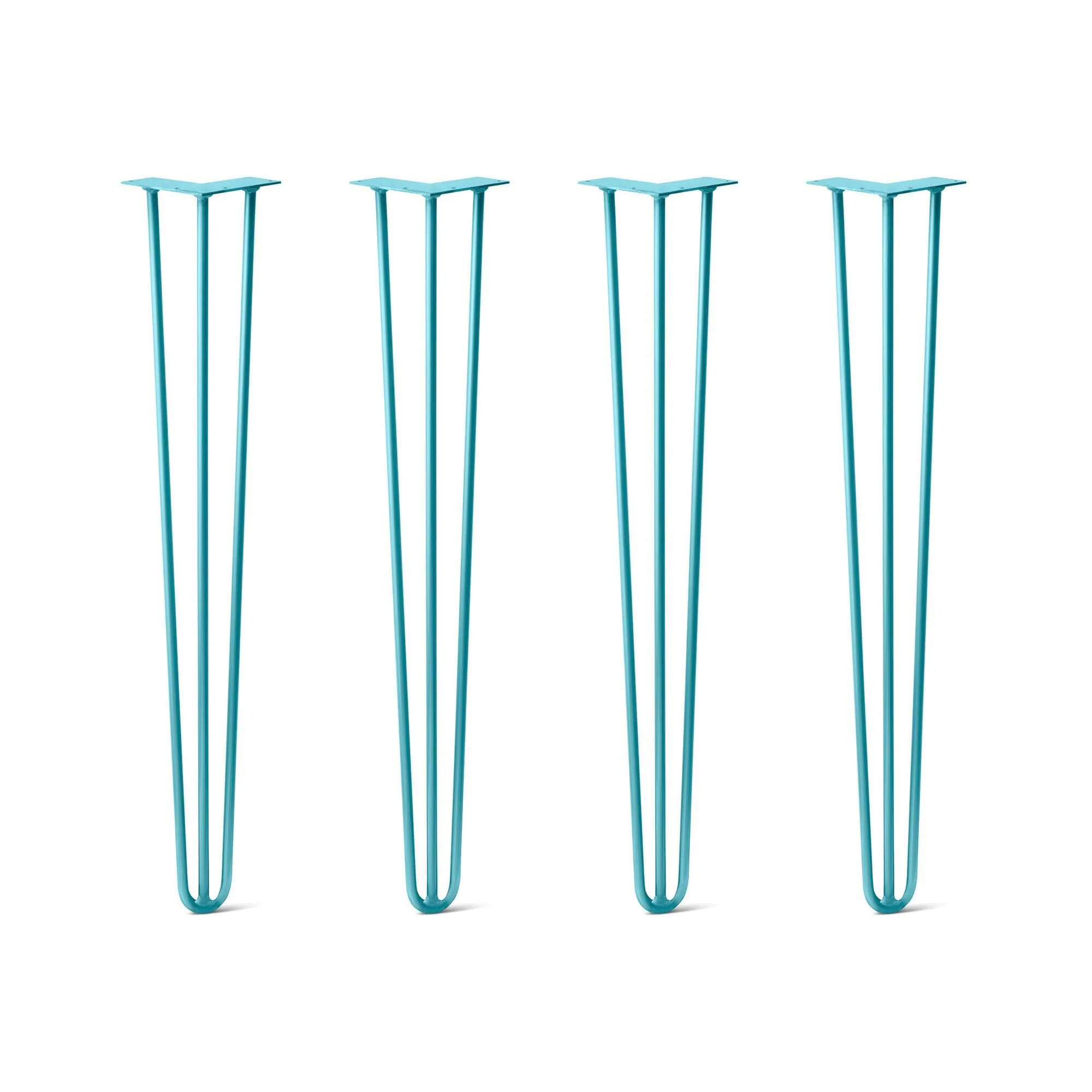 Hairpin Legs Set of 4, 3-Rod Design - Teal Powder Coated Finish