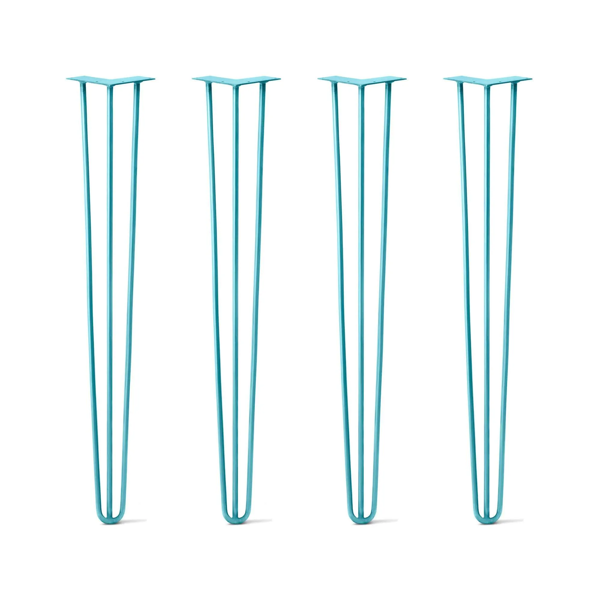 Hairpin Legs Set of 4, 3-Rod Design - Teal Powder Coated Finish