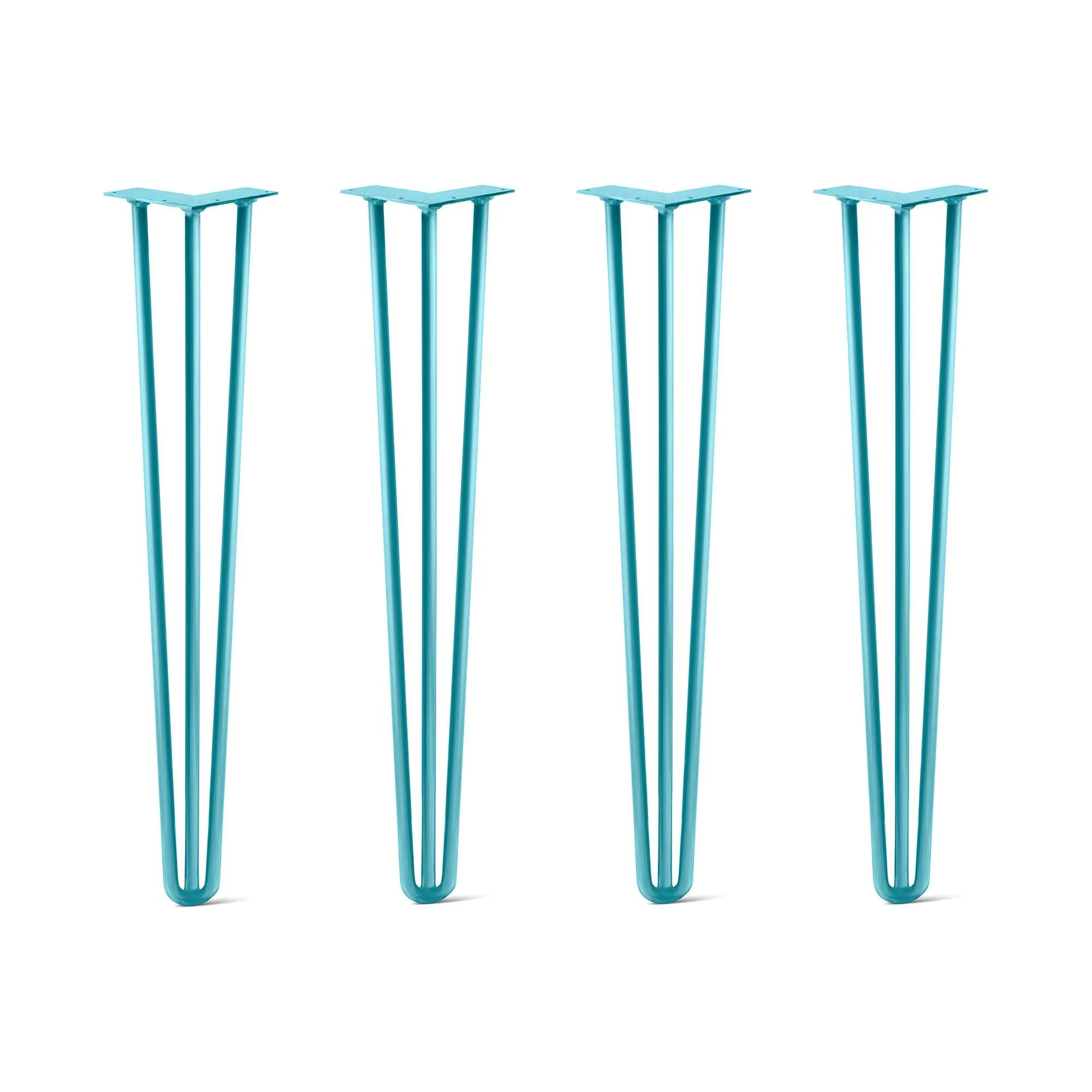 Hairpin Legs Set of 4, 3-Rod Design - Teal Powder Coated Finish