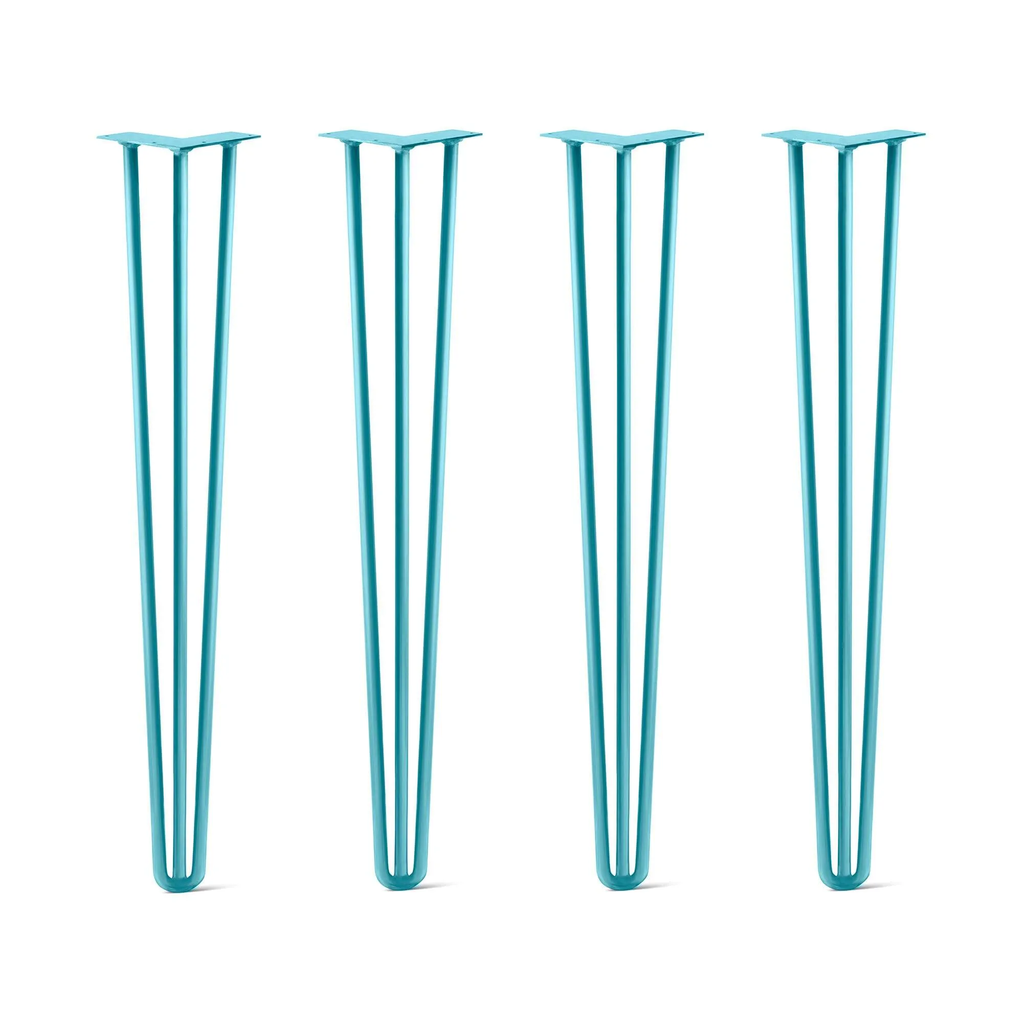 Hairpin Legs Set of 4, 3-Rod Design - Teal Powder Coated Finish