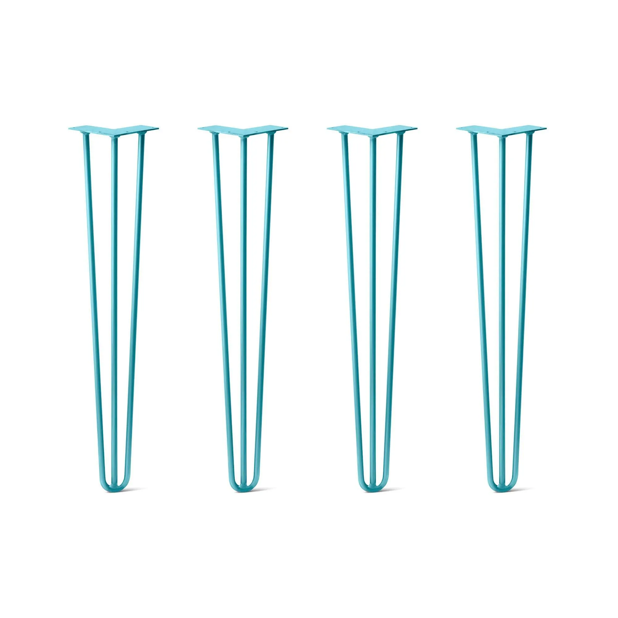 Hairpin Legs Set of 4, 3-Rod Design - Teal Powder Coated Finish