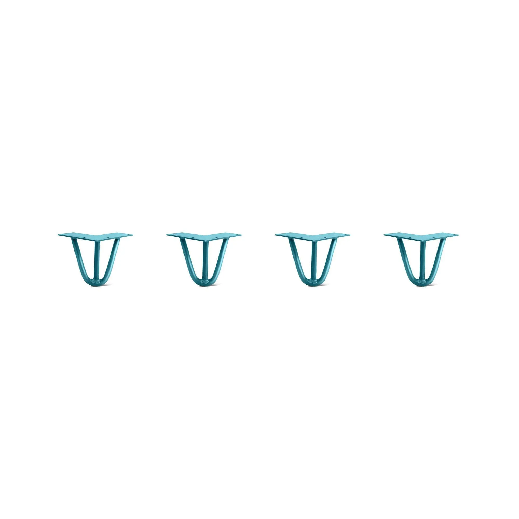 Hairpin Legs Set of 4, 3-Rod Design - Teal Powder Coated Finish