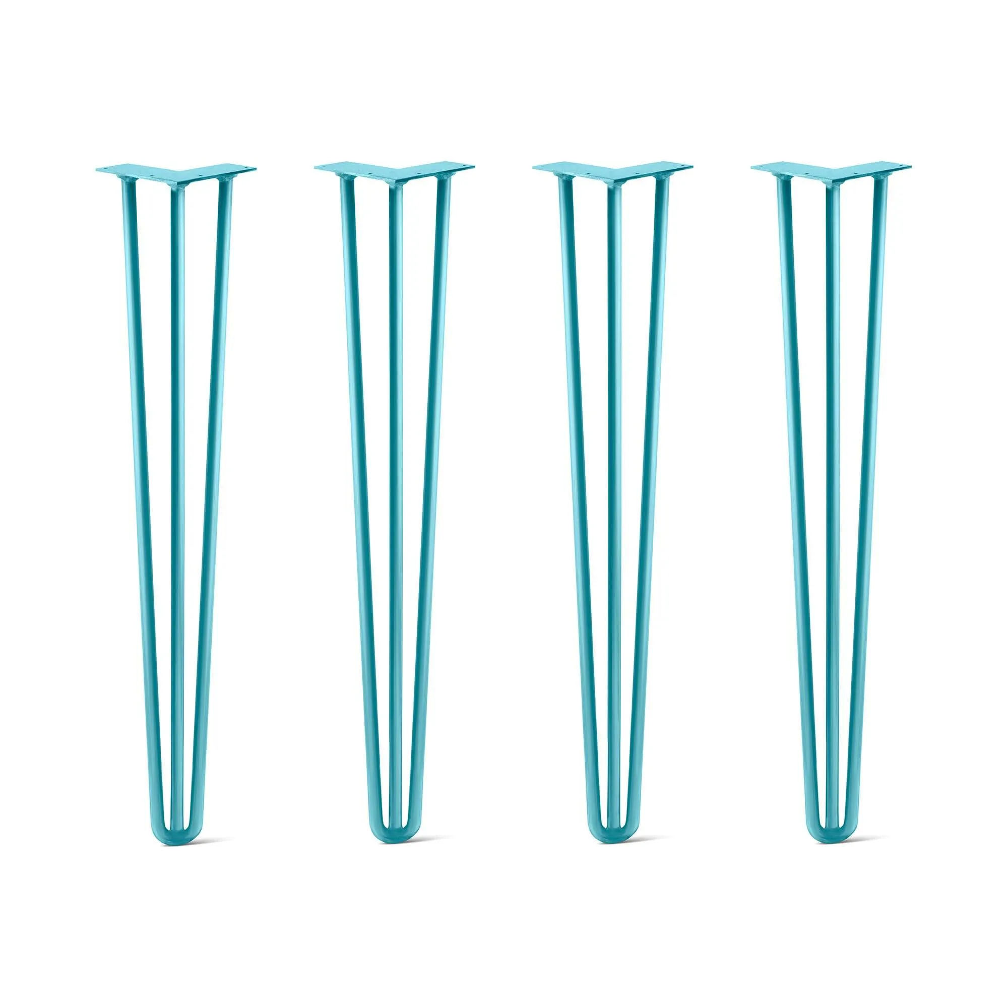 Hairpin Legs Set of 4, 3-Rod Design - Teal Powder Coated Finish