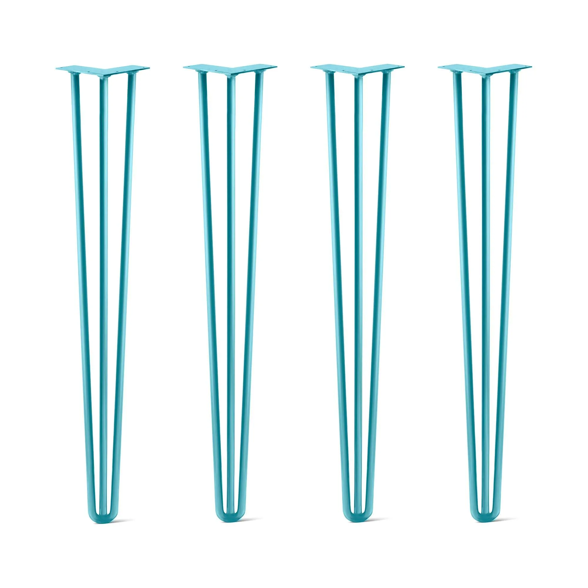 Hairpin Legs Set of 4, 3-Rod Design - Teal Powder Coated Finish