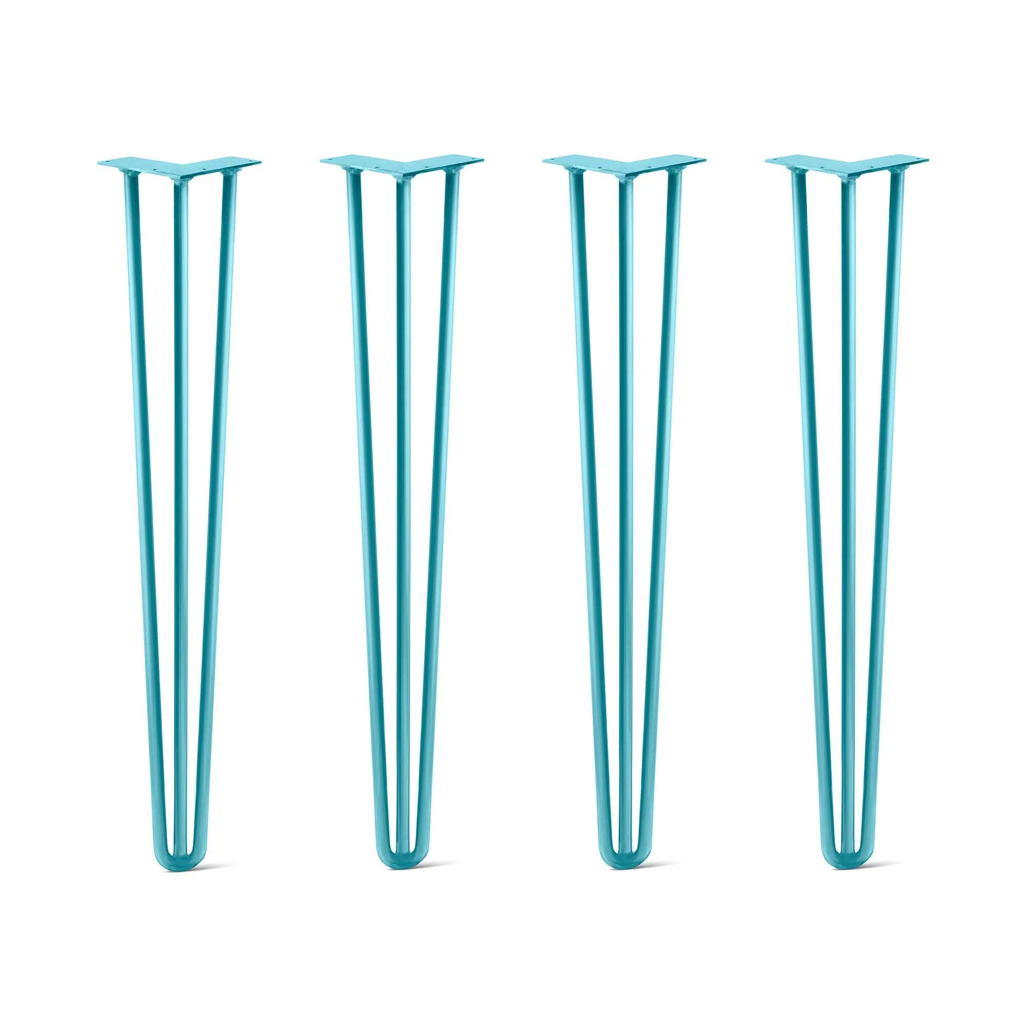 Hairpin Legs Set of 4, 3-Rod Design - Teal Powder Coated Finish