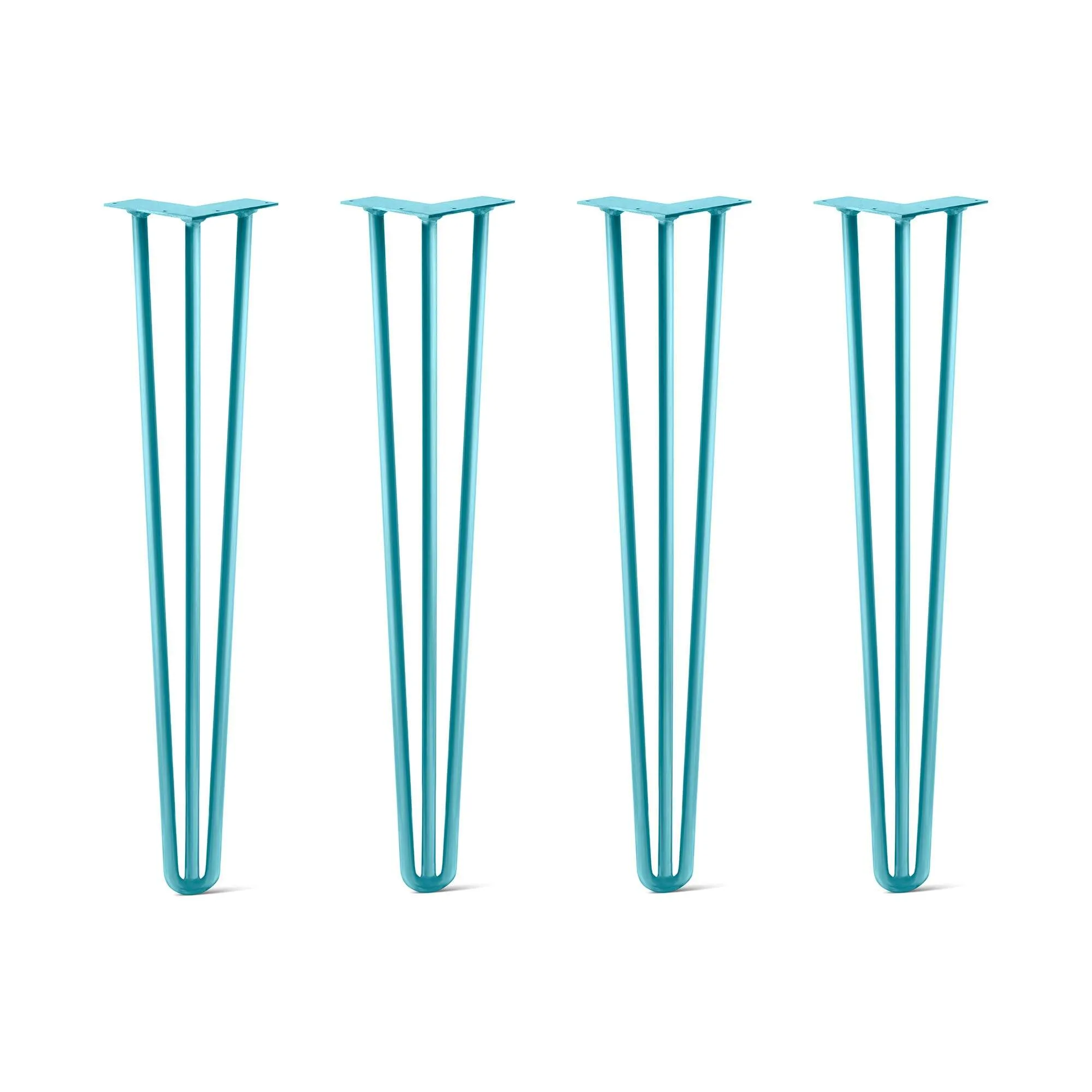 Hairpin Legs Set of 4, 3-Rod Design - Teal Powder Coated Finish