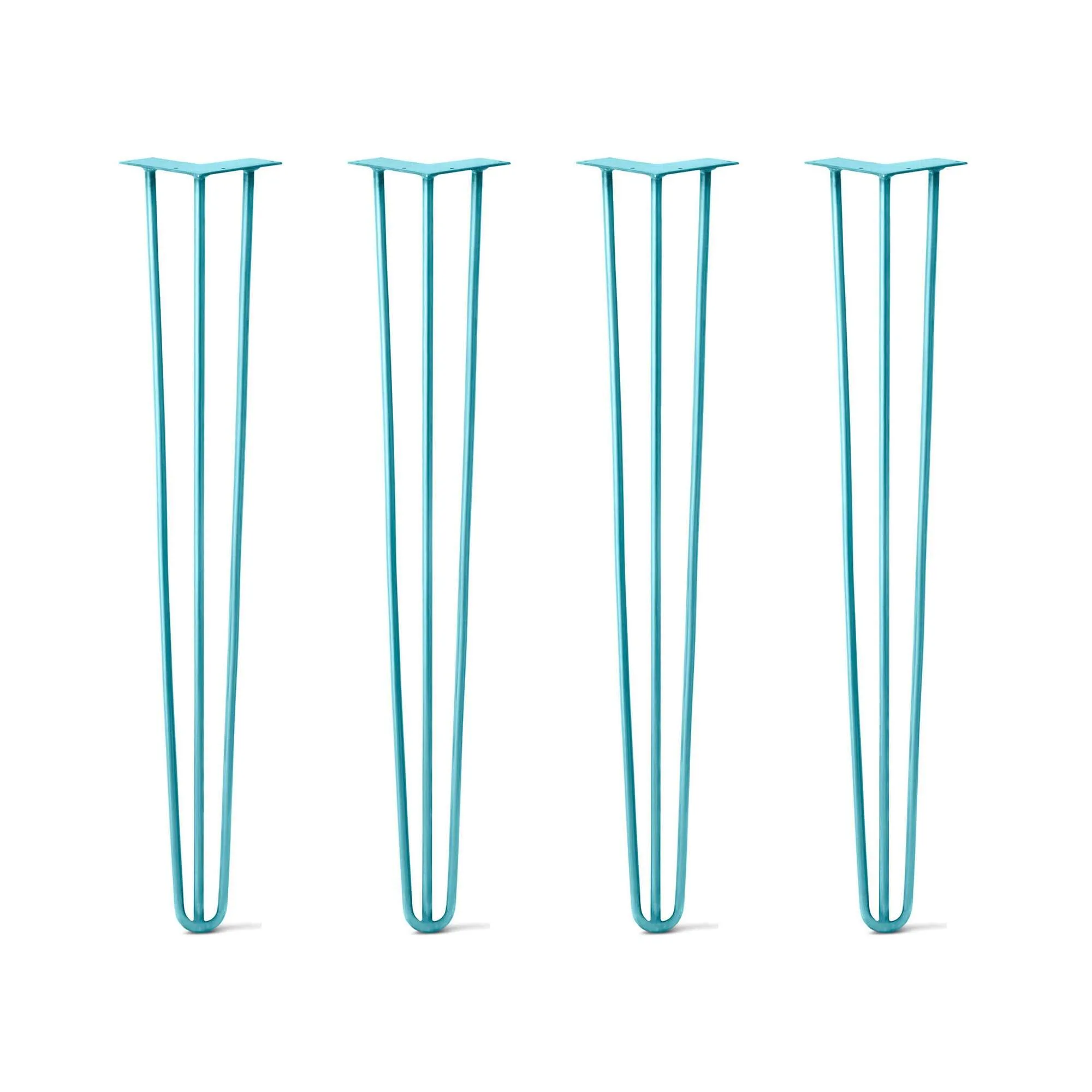 Hairpin Legs Set of 4, 3-Rod Design - Teal Powder Coated Finish