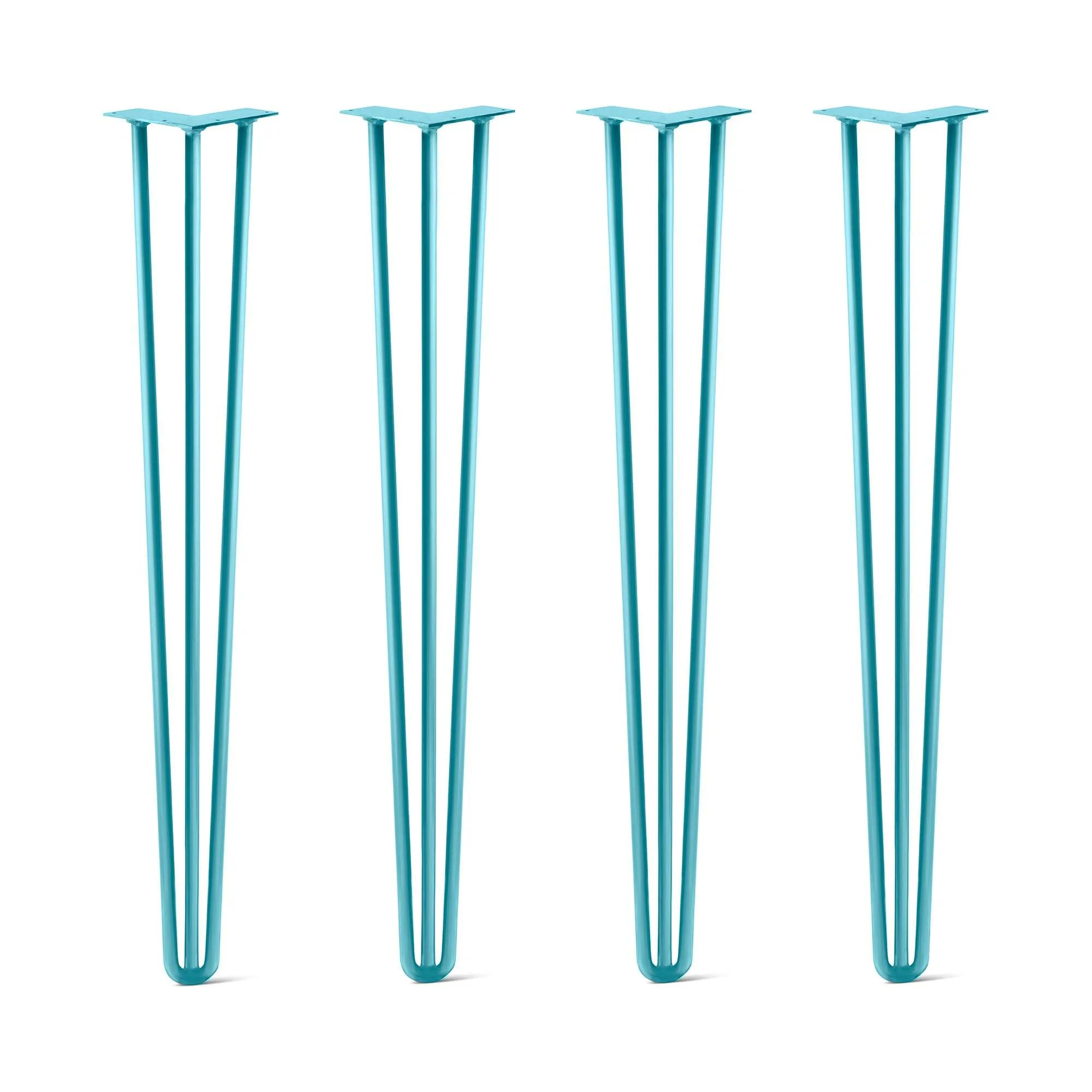 Hairpin Legs Set of 4, 3-Rod Design - Teal Powder Coated Finish