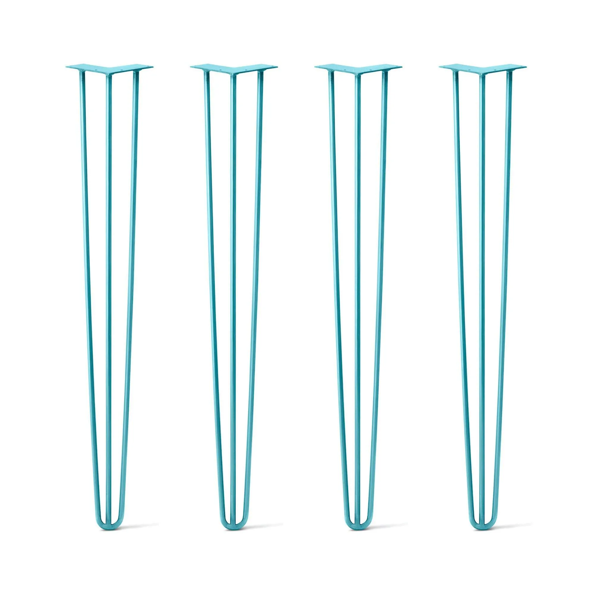 Hairpin Legs Set of 4, 3-Rod Design - Teal Powder Coated Finish