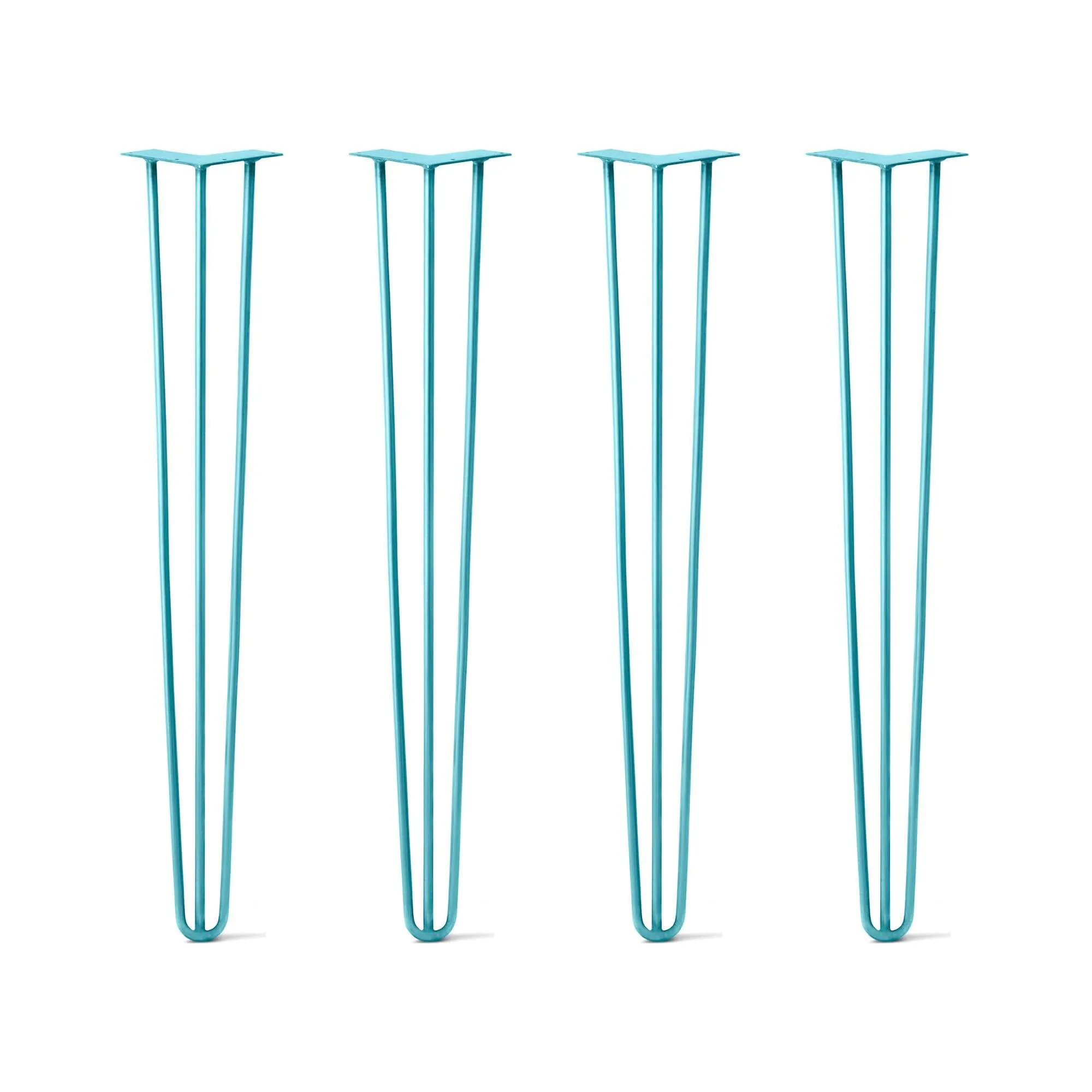 Hairpin Legs Set of 4, 3-Rod Design - Teal Powder Coated Finish