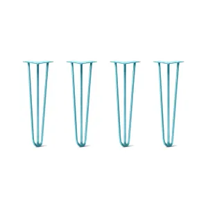 Hairpin Legs Set of 4, 3-Rod Design - Teal Powder Coated Finish