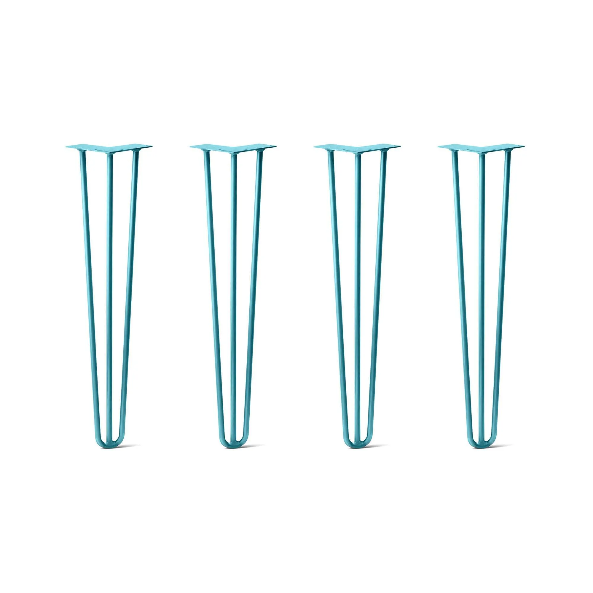 Hairpin Legs Set of 4, 3-Rod Design - Teal Powder Coated Finish