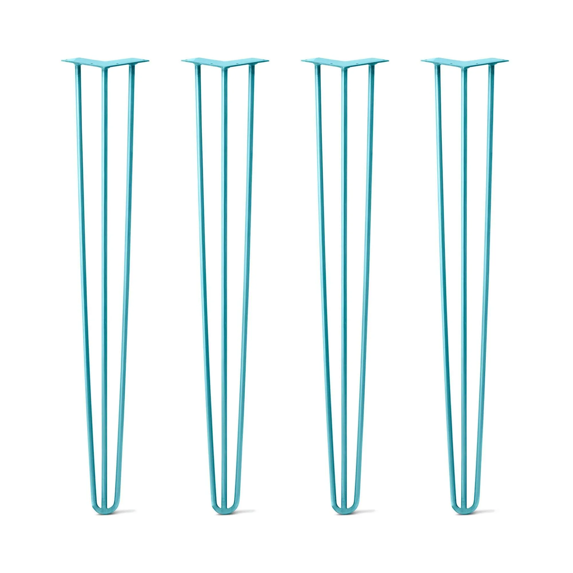 Hairpin Legs Set of 4, 3-Rod Design - Teal Powder Coated Finish