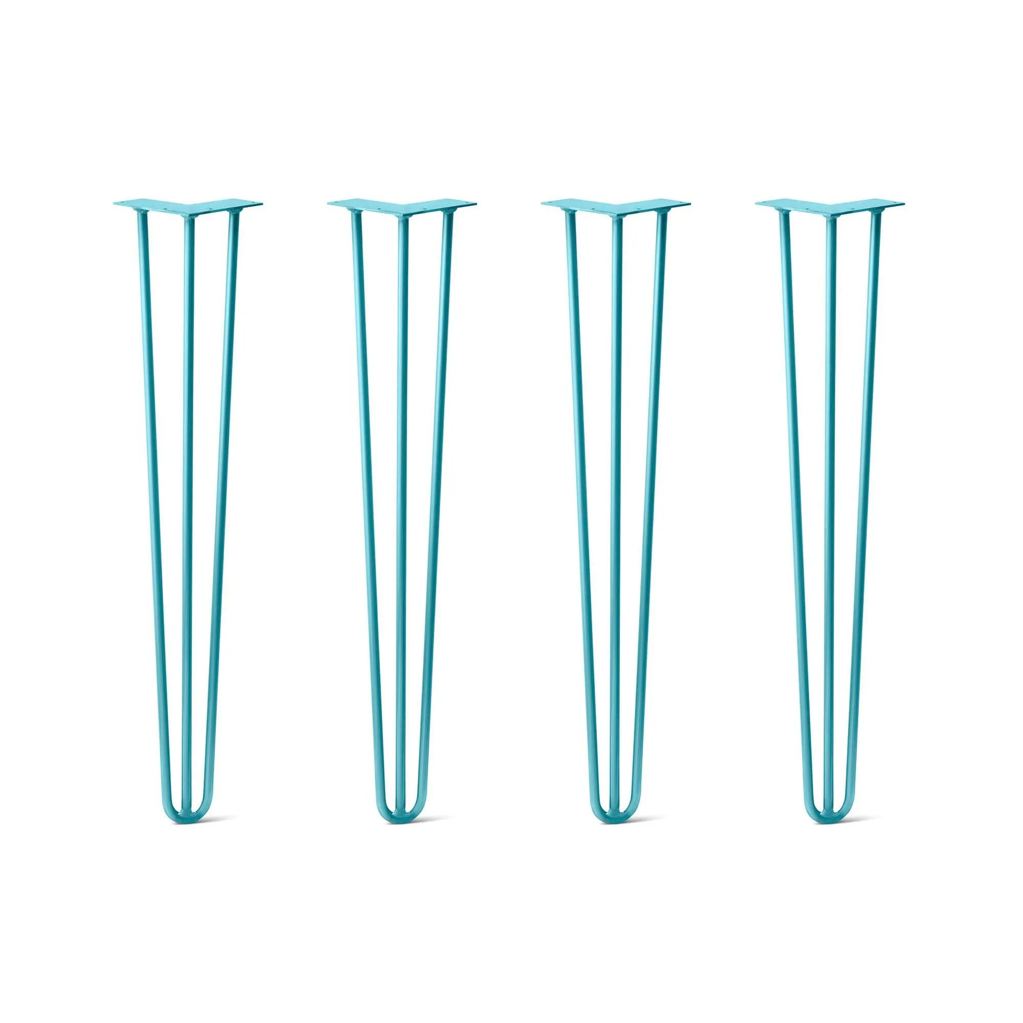 Hairpin Legs Set of 4, 3-Rod Design - Teal Powder Coated Finish