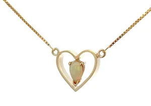 Handmade Light Opal 9ct Yellow Gold Necklace with Fine Box Chain