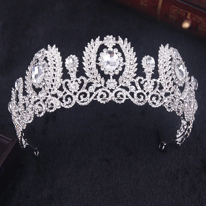 Handmade Luxury White  Rhinestone Bridal Tiara Fashion Crystal  Wedding Dress Hair accessories