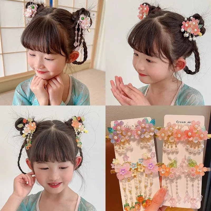 Hanfu Headwear Women's Children's Tassel Antique Hair Accessories Ancient Chinese Style Hairpin Girl's Princess Accessories Girl's Hairpin