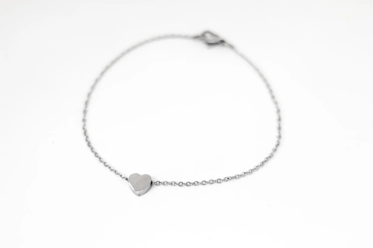 Heart anklet, waterproof silver chain ankle bracelet, tiny heart, personalised jewelry