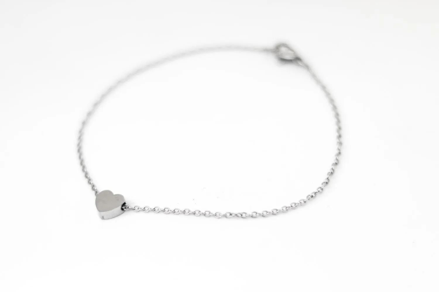 Heart anklet, waterproof silver chain ankle bracelet, tiny heart, personalised jewelry