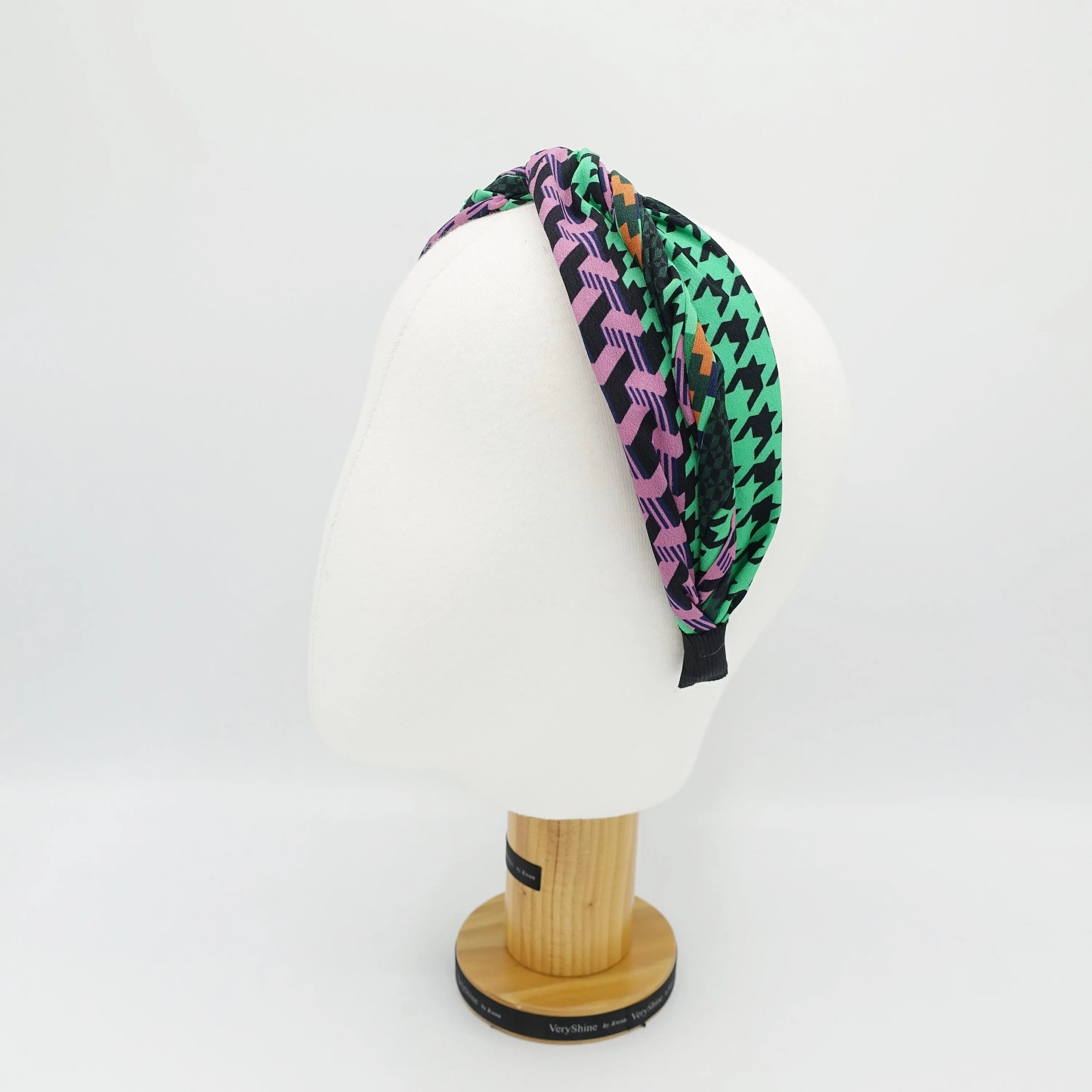 houndstooth check headband multi colored twisted hairband for women