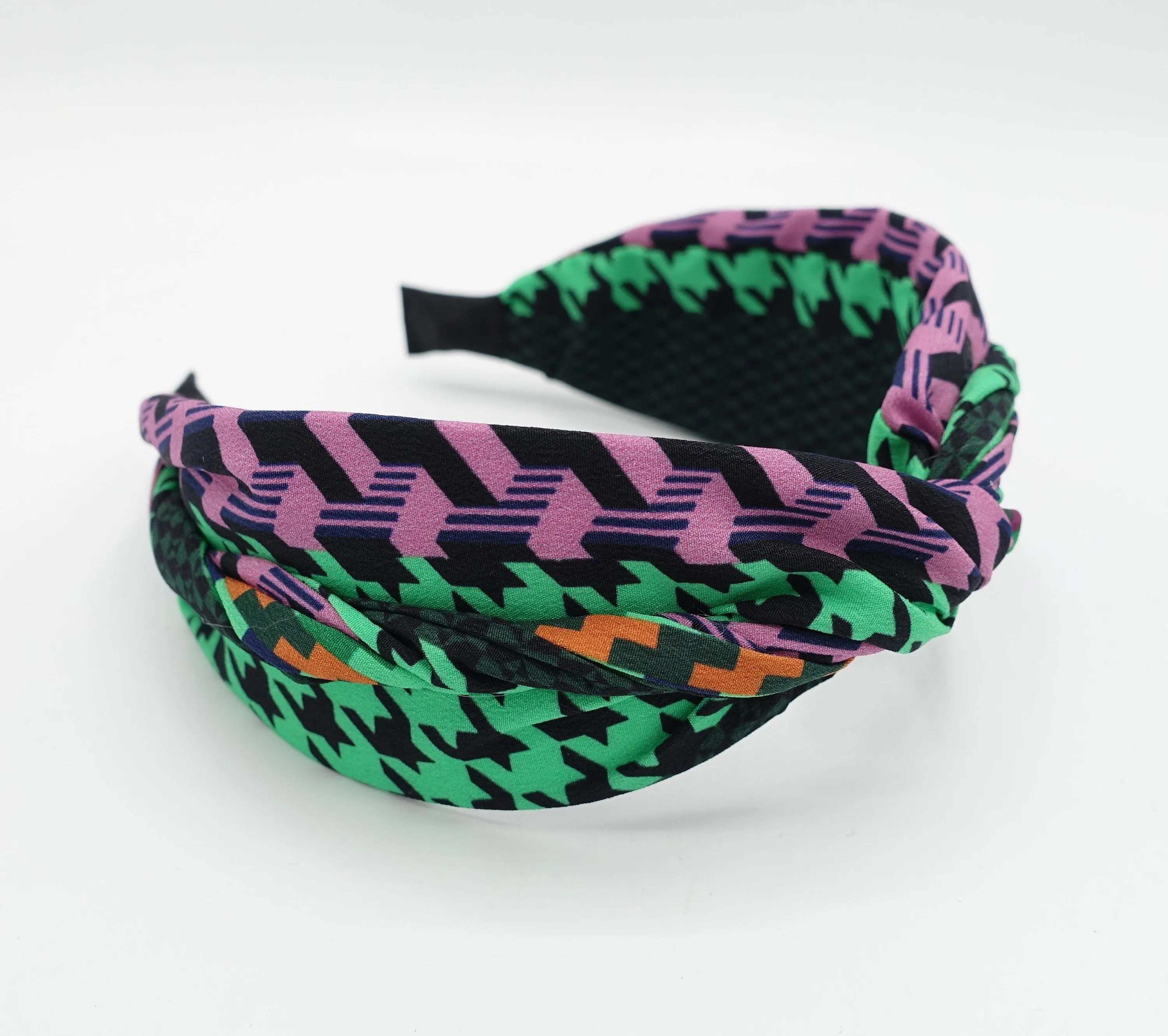 houndstooth check headband multi colored twisted hairband for women