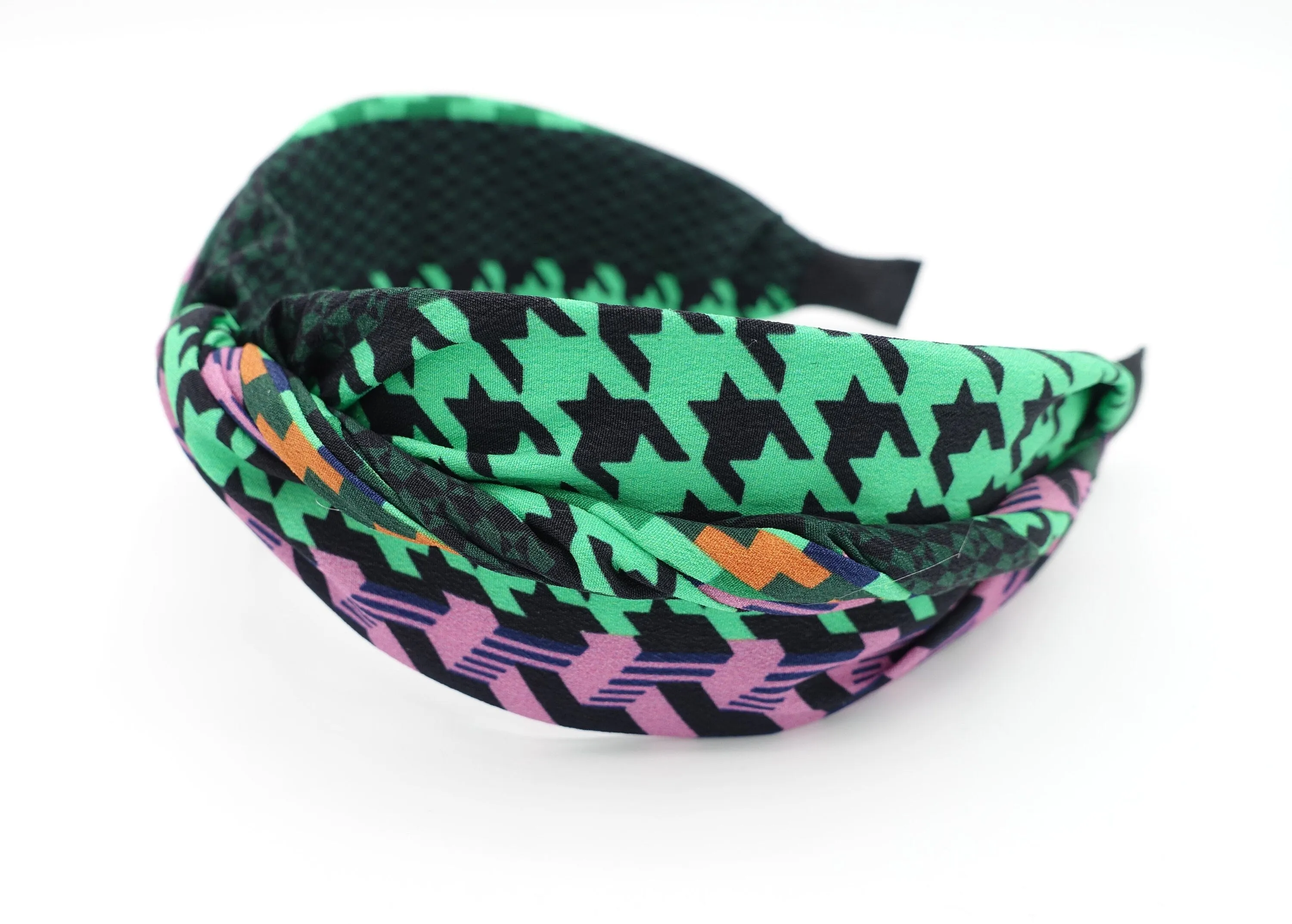 houndstooth check headband multi colored twisted hairband for women