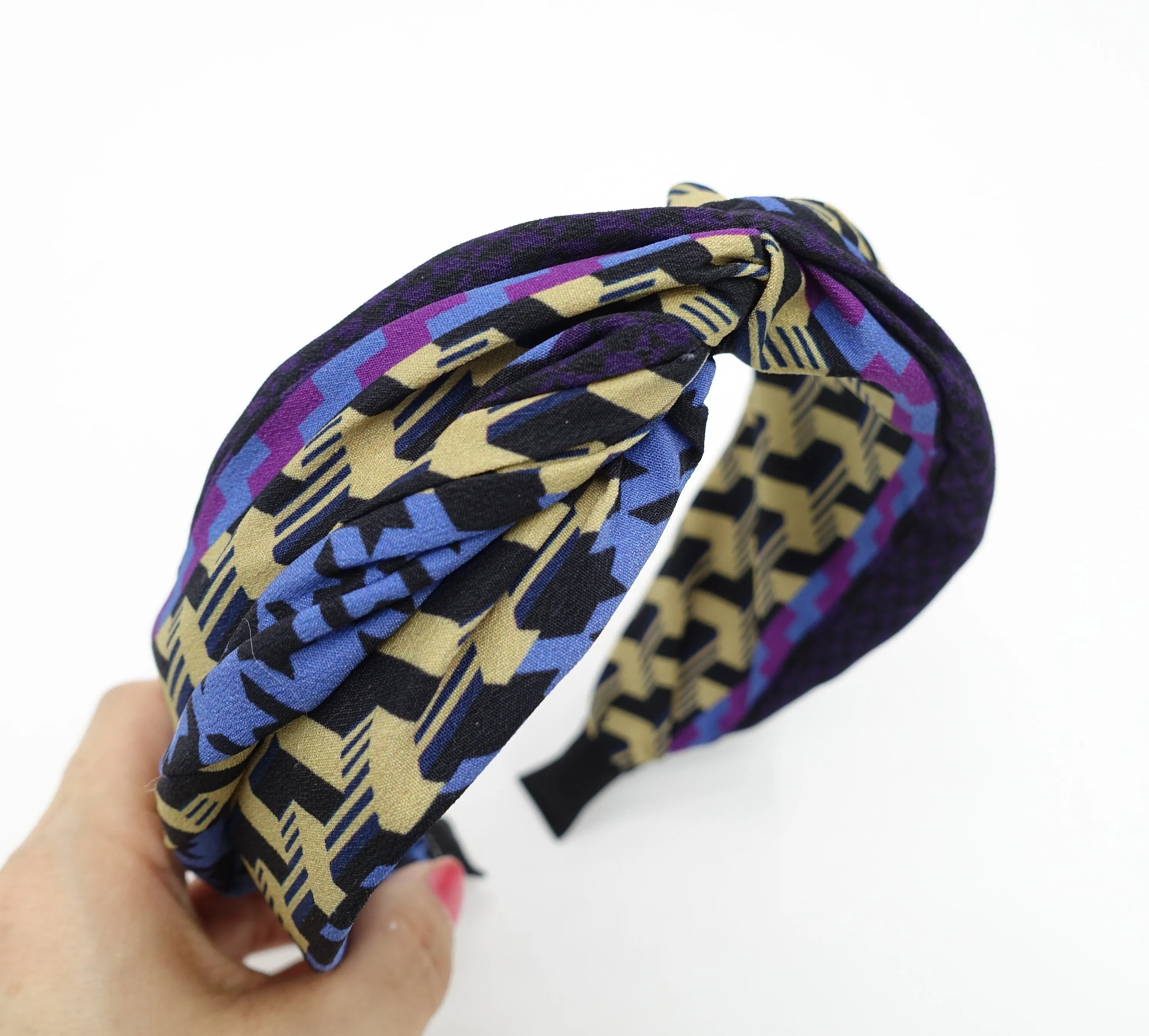 houndstooth check headband multi colored twisted hairband for women