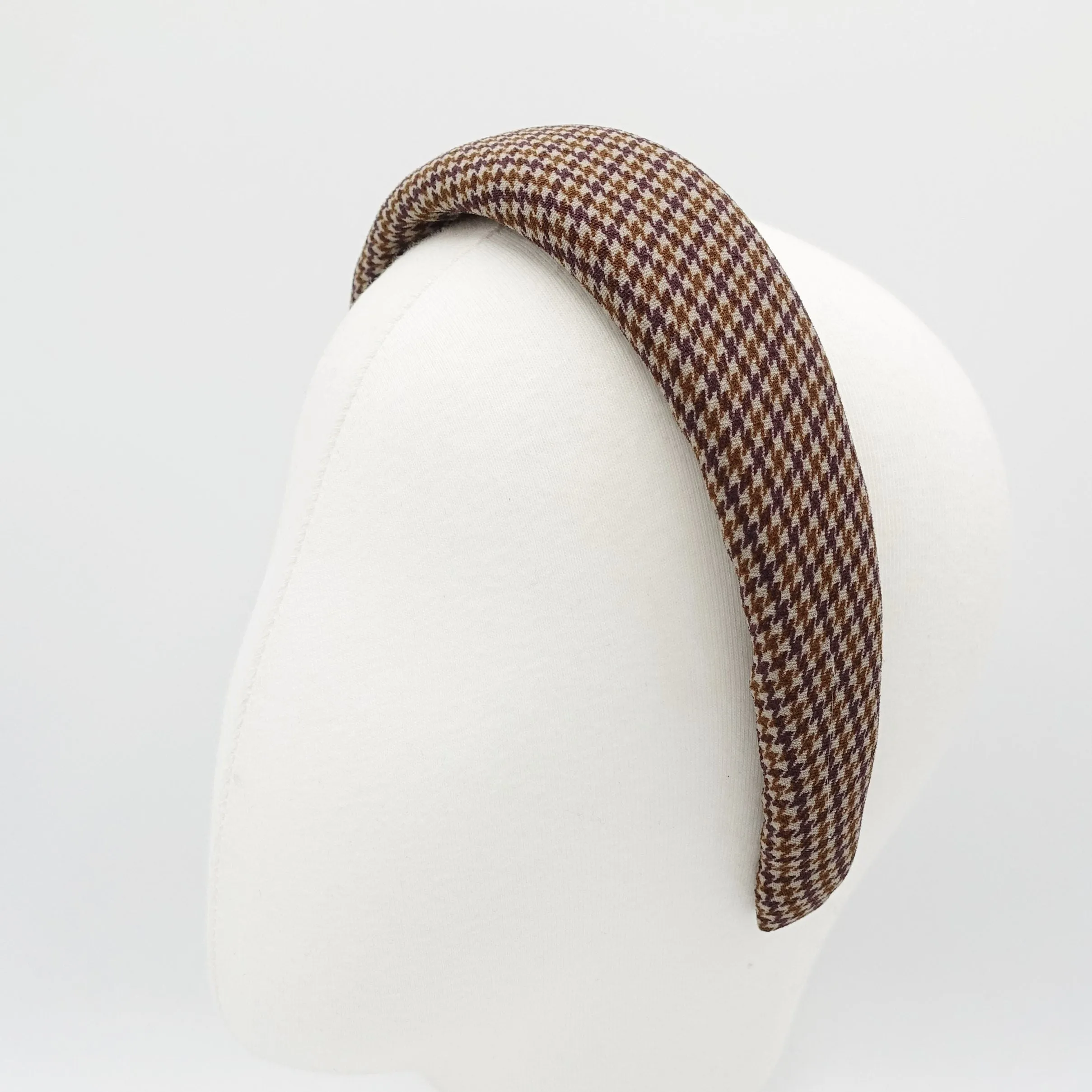 houndstooth check padded headband pearl hairband classy hair accessory for women