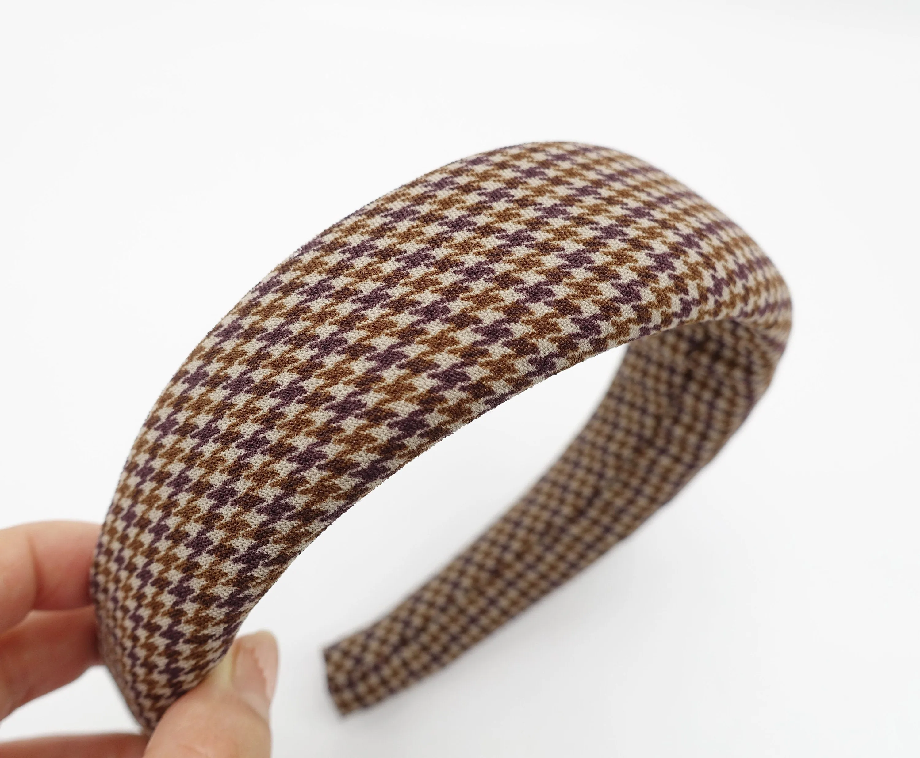 houndstooth check padded headband pearl hairband classy hair accessory for women