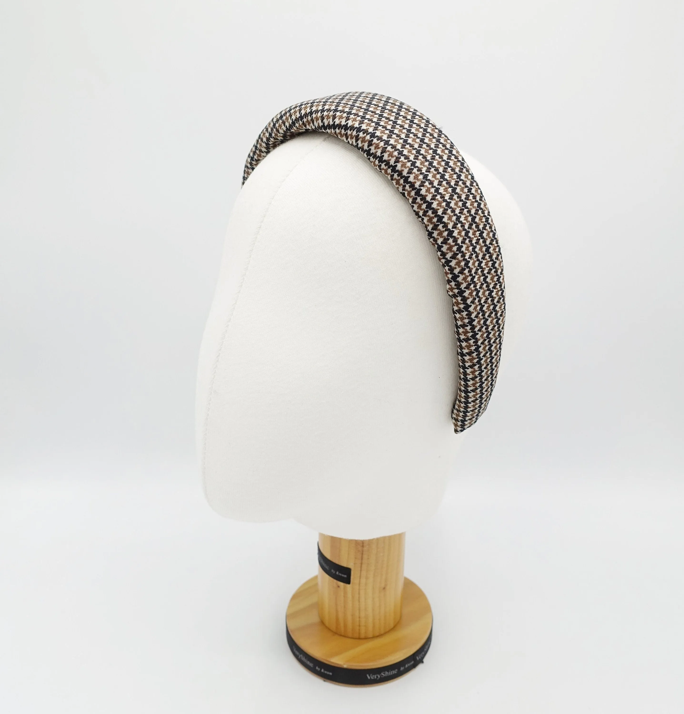 houndstooth check padded headband pearl hairband classy hair accessory for women