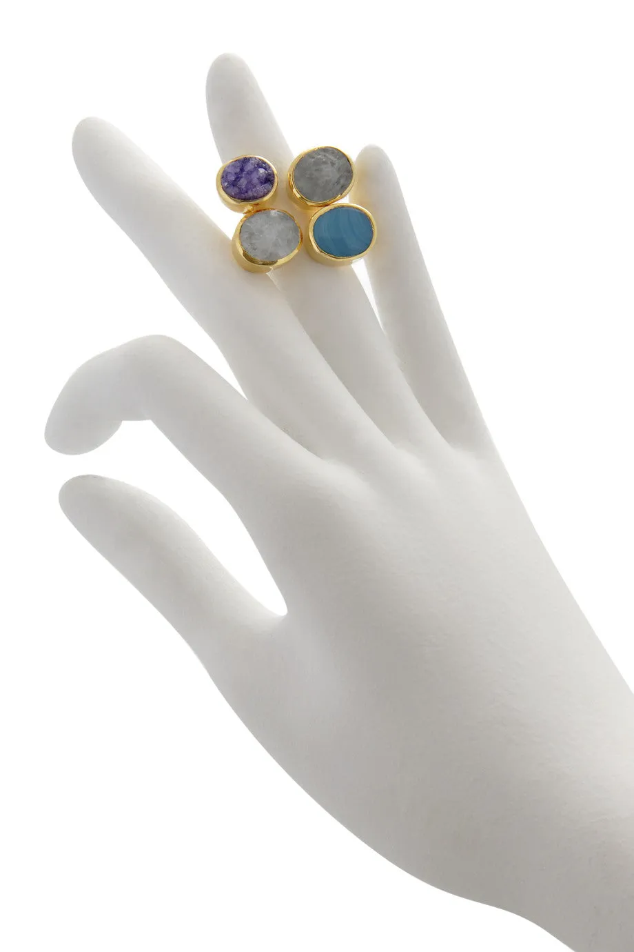 ISHARYA DRUZY Amethyst Agate Cocktail Ring