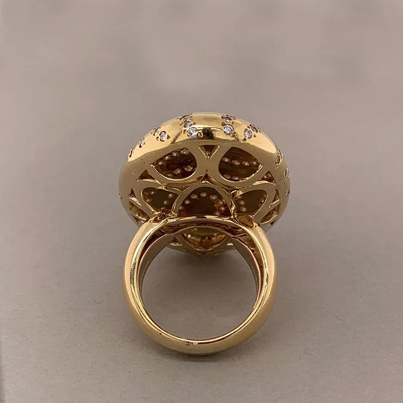 Italian Modern Diamond Gold Cocktail Ring