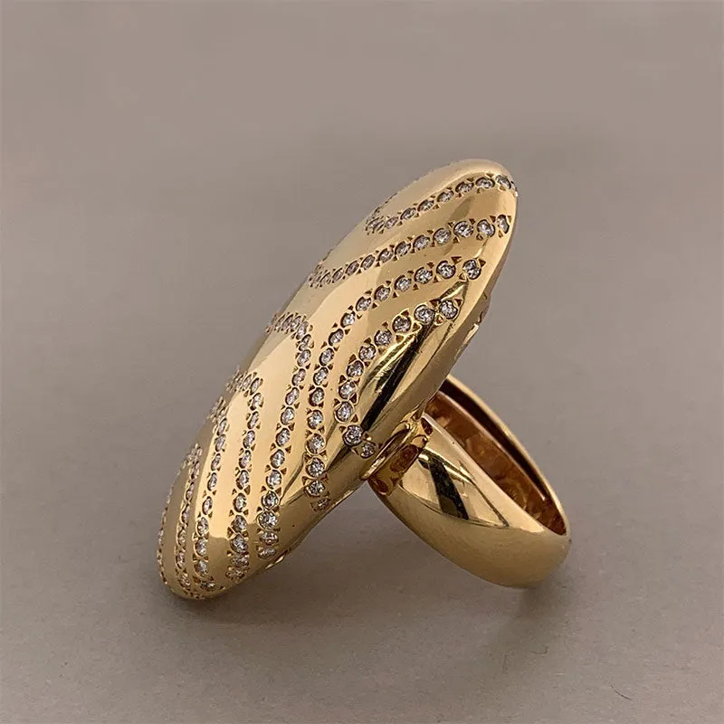 Italian Modern Diamond Gold Cocktail Ring