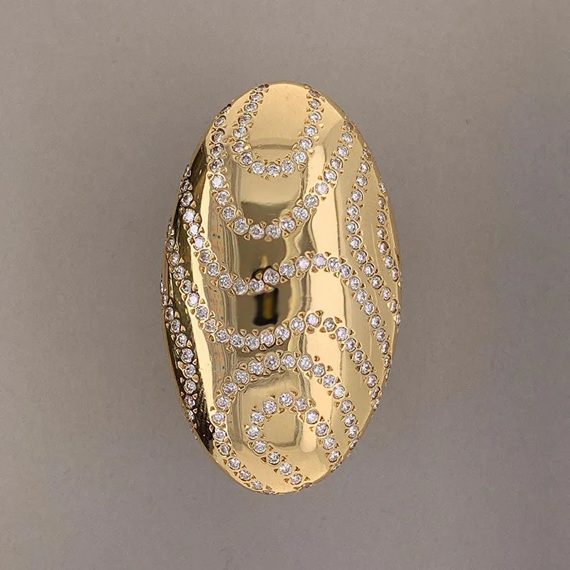 Italian Modern Diamond Gold Cocktail Ring