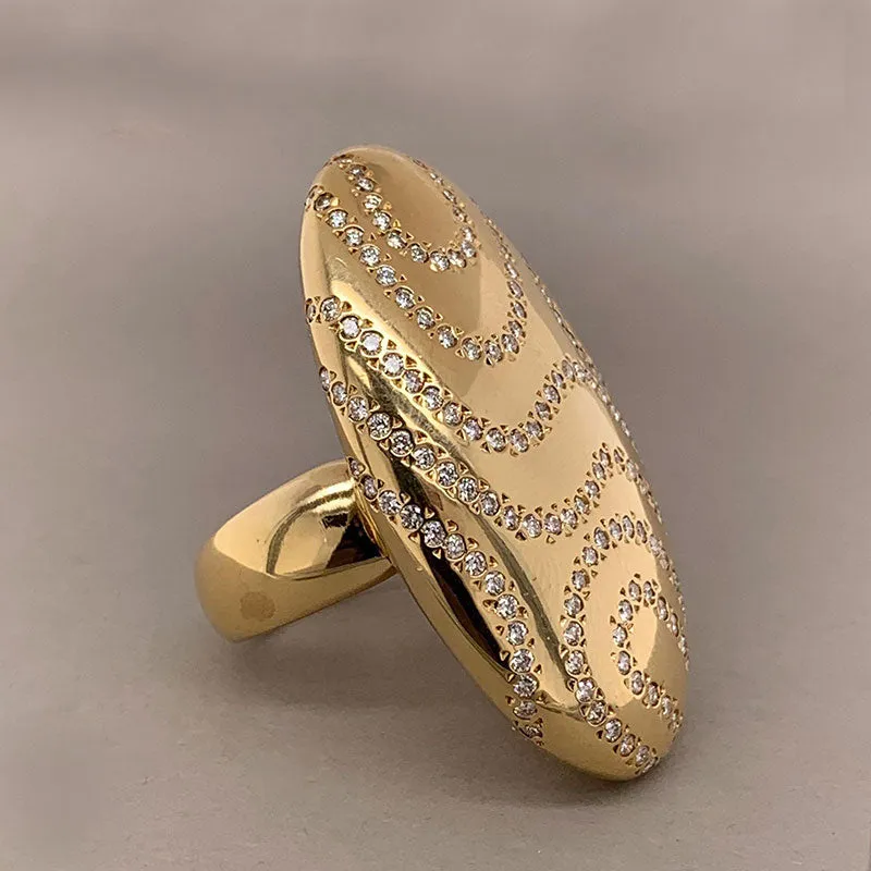 Italian Modern Diamond Gold Cocktail Ring