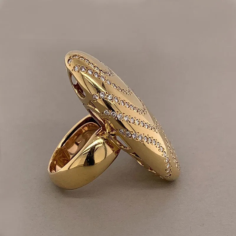 Italian Modern Diamond Gold Cocktail Ring