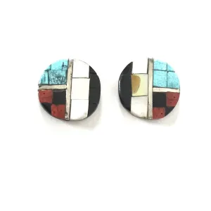 Joel Pajarito Multi-Gemstone Mosaic Inlay Earrings