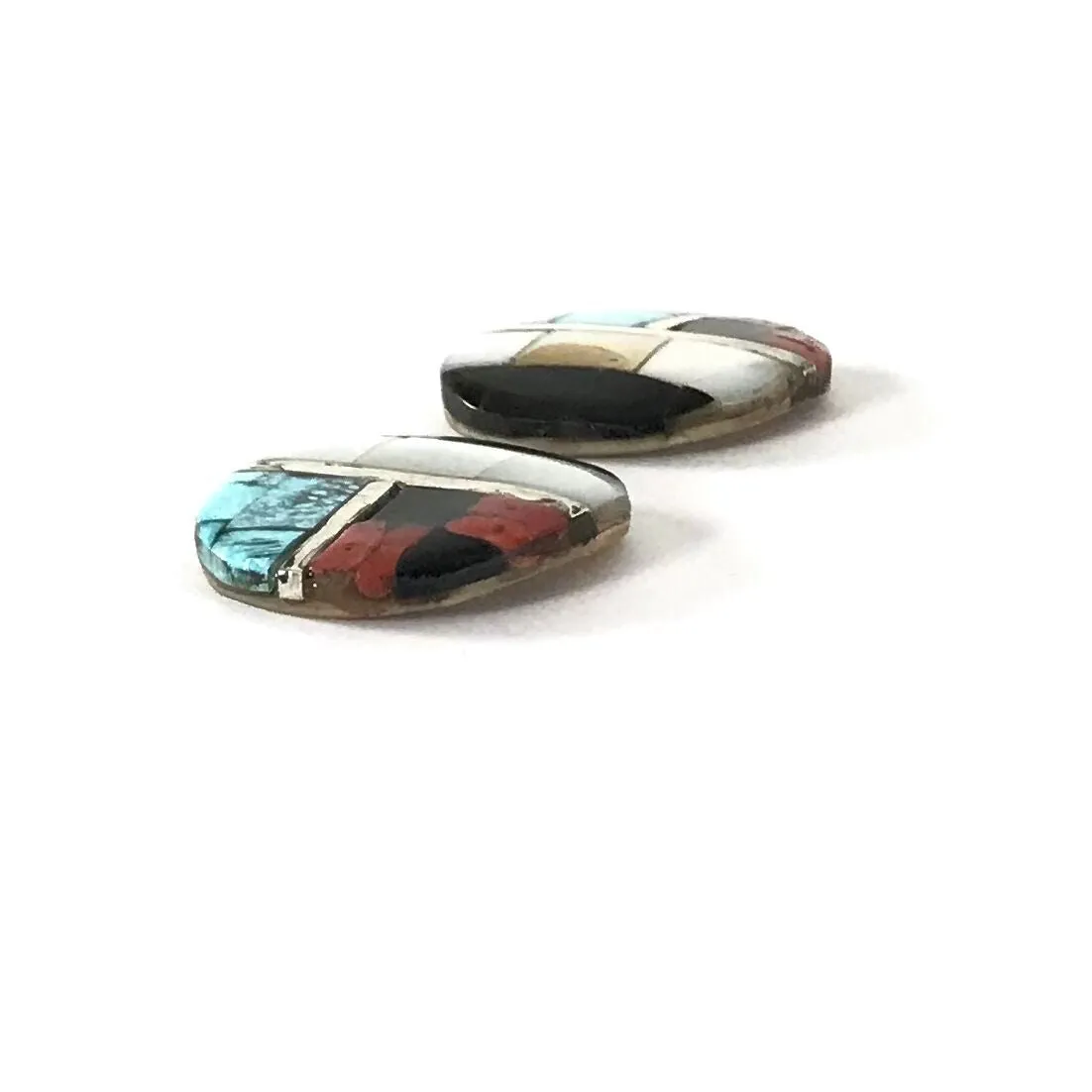 Joel Pajarito Multi-Gemstone Mosaic Inlay Earrings