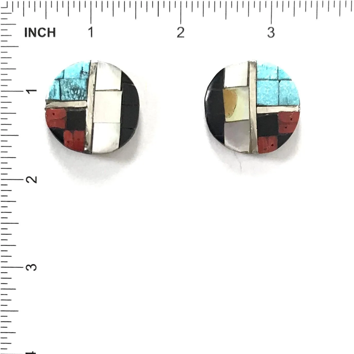 Joel Pajarito Multi-Gemstone Mosaic Inlay Earrings