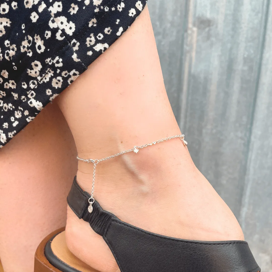 June Swimwear x Camillette Jewelry Charms Anklet - Sterling Silver