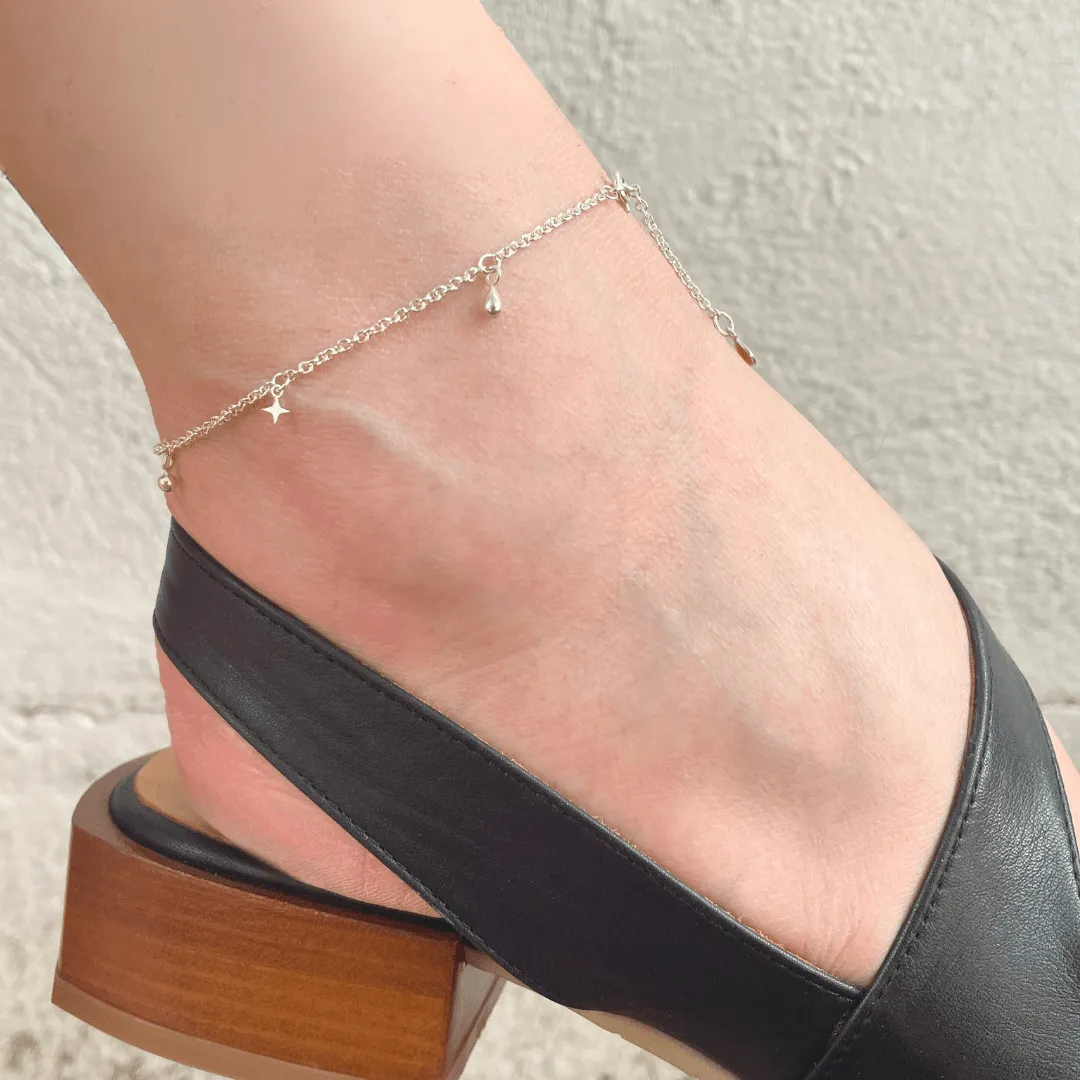 June Swimwear x Camillette Jewelry Charms Anklet - Sterling Silver