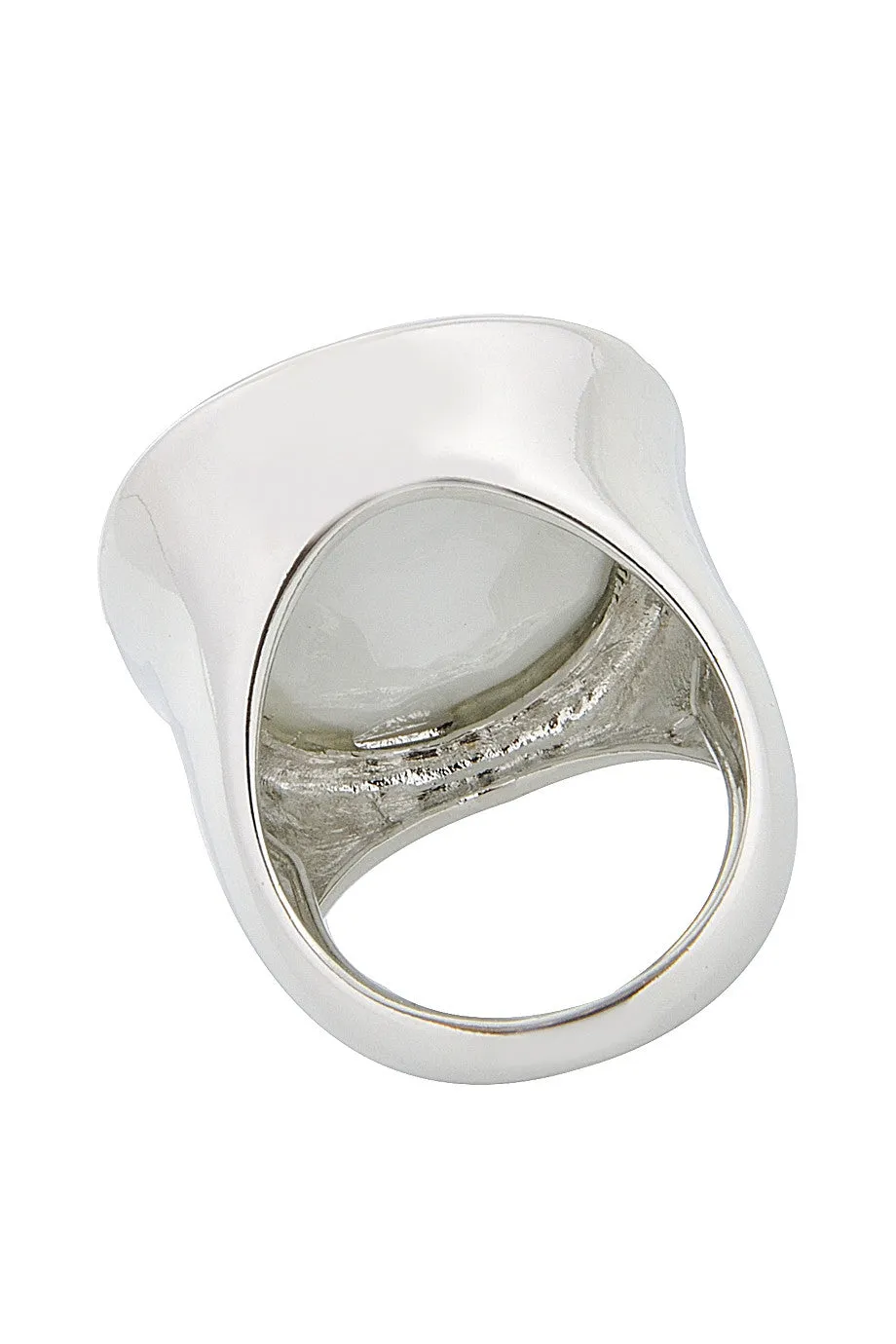 KENNETH JAY LANE HARRIET Round Silver Cocktail Ring