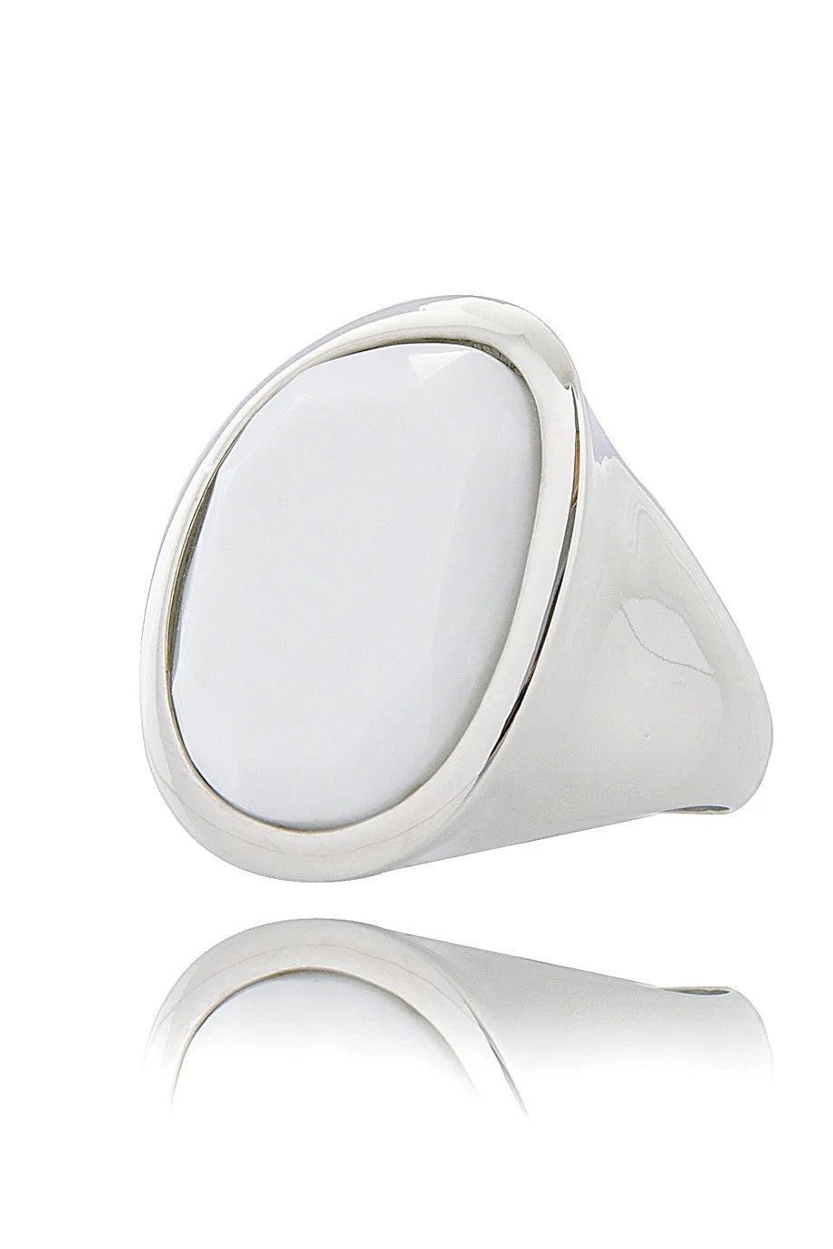 KENNETH JAY LANE HARRIET Round Silver Cocktail Ring